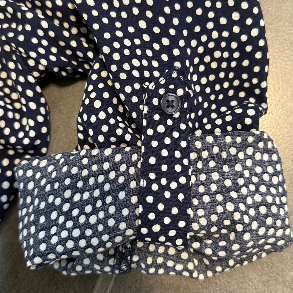 Brina & Em Lemmy Top V-neck Navy Patterned Blouse - Picture 12 of 12